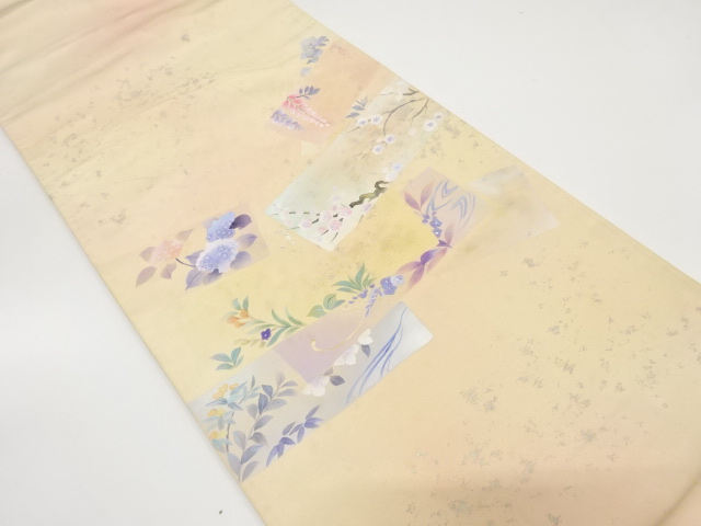 JAPANESE KIMONO / ANTIQUE FUKURO OBI / SILK / WOVEN FLOWERS